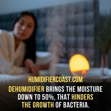 A dehumidifier reduces the moisture to an ideal level 